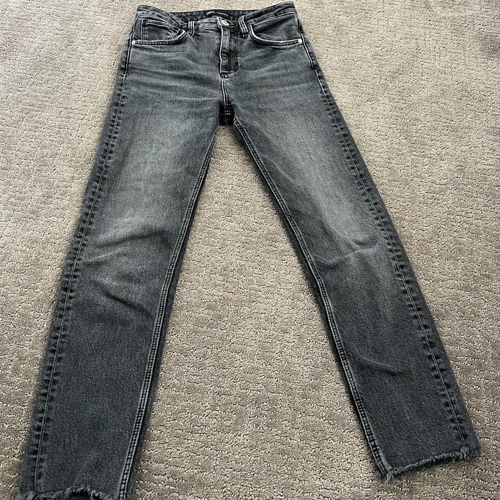 Zara Black Washed Straight Jeans - Size 4